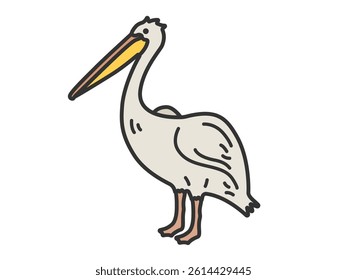 Illustration of a pelican (color line drawing).