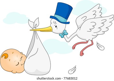 Illustration of a Pelican Delivering a Baby