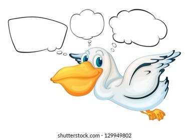 Illustration of a pelican with empty callouts on a white background