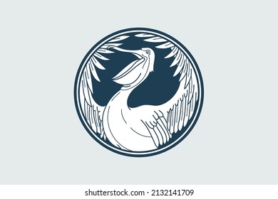 illustration of a pelican flapping its wings aggressively