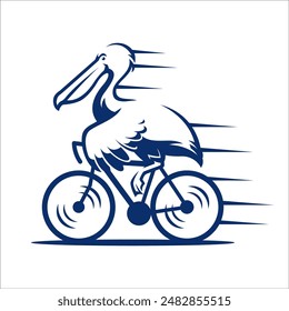 ILLUSTRATION OF A PELICAN RIDING A BIKE