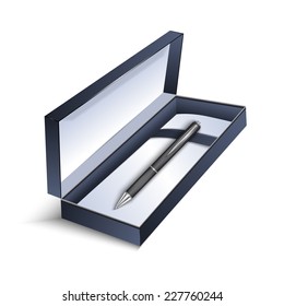 Illustration Of Pen With Gift Box Isolated 