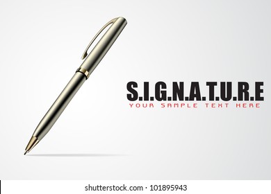 illustration of pen on abstract signature background