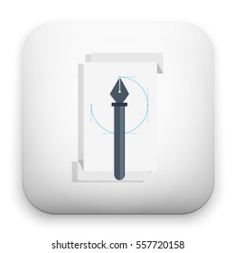 Illustration of Pen tool with blank file, illustrator sketching process - Drawing curves on the paper.