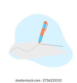 illustration of a pen writing on paper