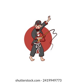 illustration of pencak silat martial arts. vector illustration on white background