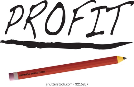 An illustration of a pencil and a business headline ideal for adding to reports of presentations