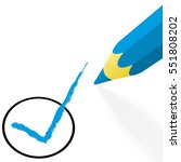 illustration of pencil colored blue drawing a hook