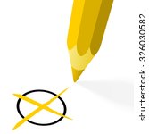 illustration of pencil colored yellow drawing a cross