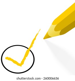 illustration of pencil colored yellow drawing a hook