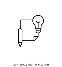 Illustration eines Bleistifts, der mit einer Glühbirne verbunden ist und eine kreative Idee darstellt
