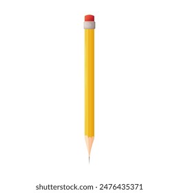 Illustration of a pencil crayon with an eraser. On white isolated background