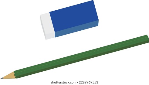 Illustration eines Bleistifts und eines Radiers