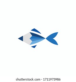 illustration pencil fish template logo