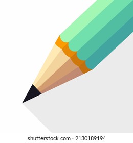 Illustration of Pencil flat icon with long on white background shadow vector