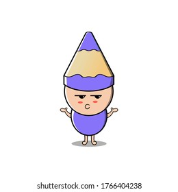 illustration a pencil icon mascot with gestures and emotions