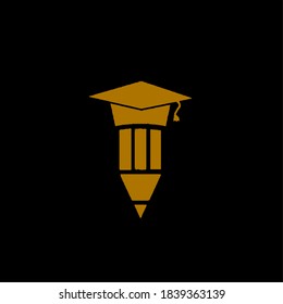 Illustration of pencil icon on black background