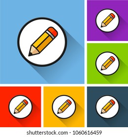 Illustration of pencil icons with long shadow