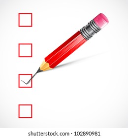 illustration of pencil making tick in check box