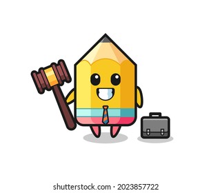 Illustration of pencil mascot as a lawyer , cute style design for t shirt, sticker, logo element
