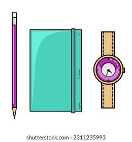 illustration of a pencil and notebook