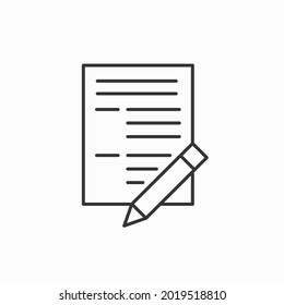 Illustration of pencil with paper icon. Document with pen icon in flat style. Notepad vector illustration on white isolated background. Office stationery business concept.