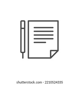 Illustration of pencil with paper icon, Document with pen icon