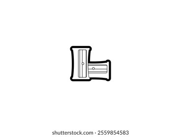 Illustration of a pencil sharpener on a white background using outline style