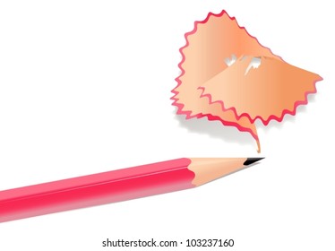 Illustration of pencil shavings on white