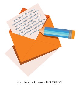 Illustration of a pencil writing a letter
