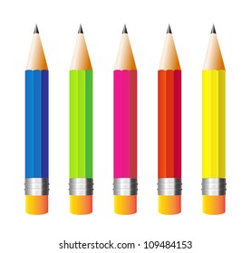 illustration pencils isolated on white background