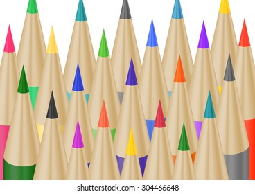 Illustration of pencils in various colors isolated
