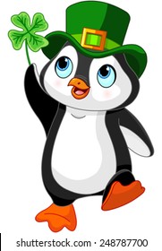 Illustration of Penguin celebrates Saint Patrick Day