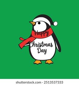 Illustration of penguin with Christmas look