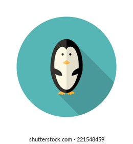 Illustration Of Penguin Flat Icon Over Blue