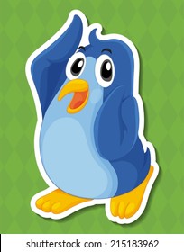 Illustration of a penguin with green background
