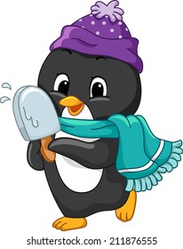 Ilustración de un pingüino sosteniendo una paleta