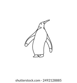Illustration penguin line sketch with blank background