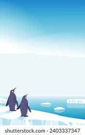 Illustration of penguin looking up at the sky