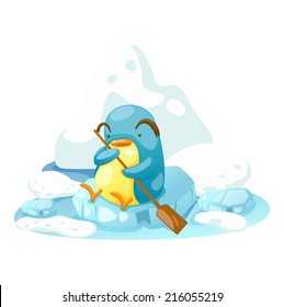 illustration penguin on a bit of ice vector