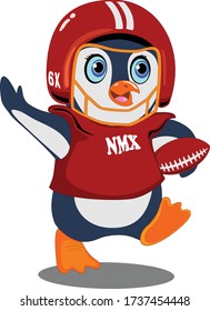 illustration of a penguin playing american football
