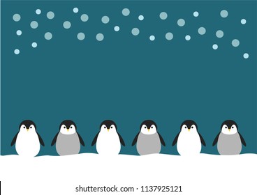 Illustration of penguin and snow
