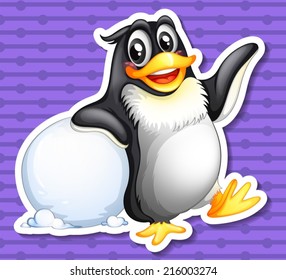 Illustration of a penguin and a snowball