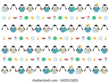 Illustration of penguin and summer: background 