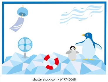 It is an illustration of penguin summer at the North Pole