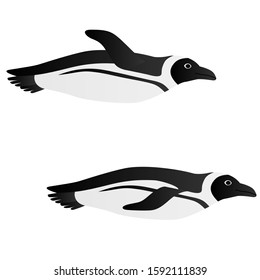 Illustration of a penguin swimming like a fly