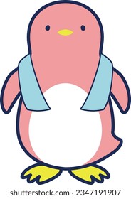Ilustración de un pingüino con una toalla fresca (imagen de sensación de frío)