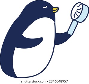 Illustration of a penguin using a mini electric fan