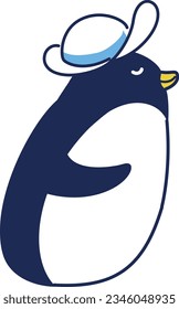 Illustration of a penguin wearing a hat