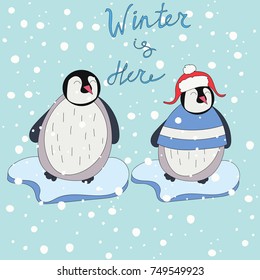 Illustration of penguins